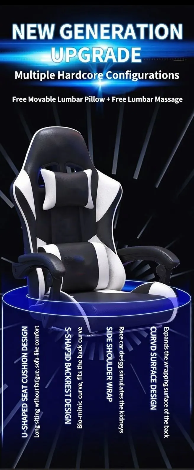 Ergonomic Gaming Chair Adjustable Reclining Computer Chair Comfortable Esports Office Swivel Chair for Home and Streamers showcase 4