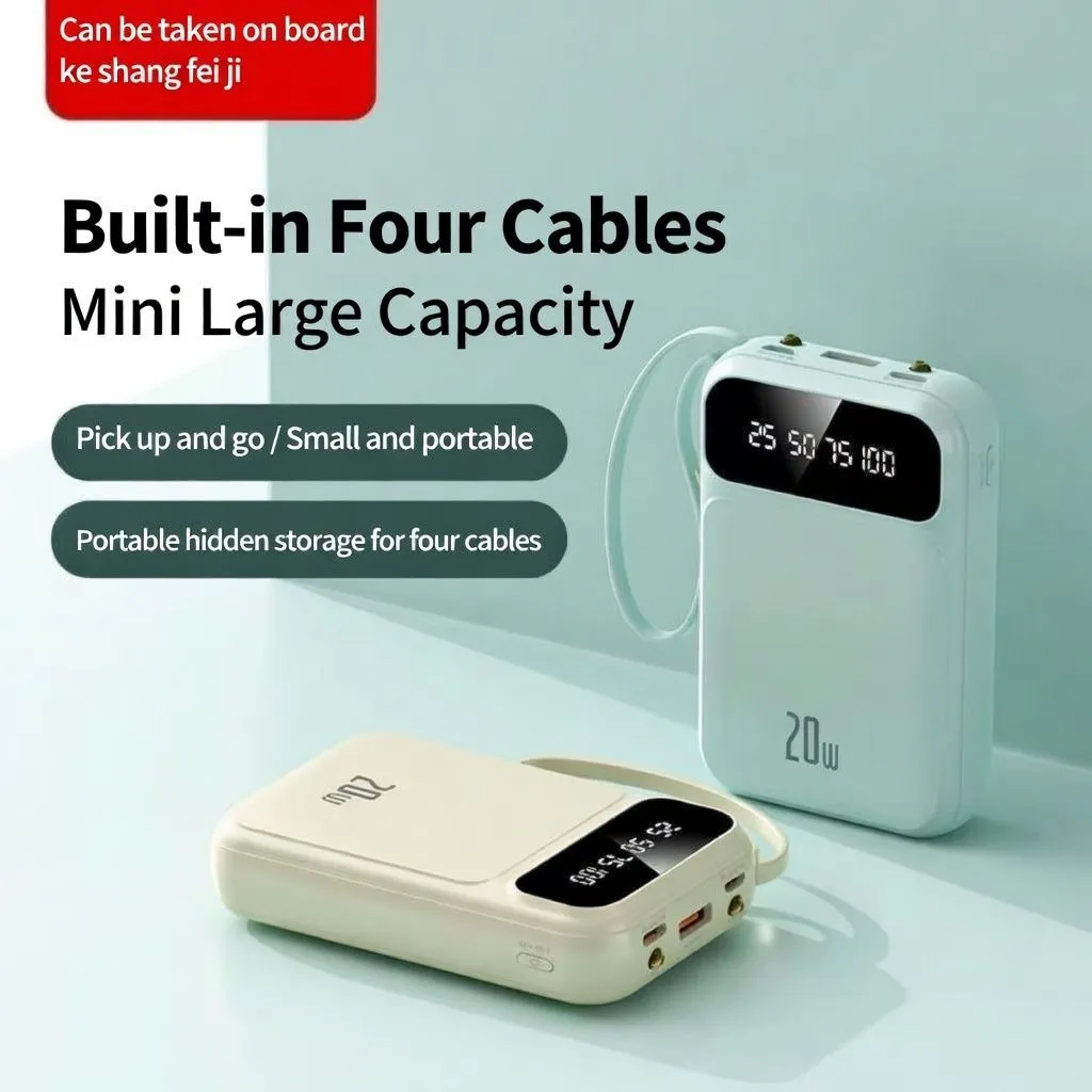 20000mAh Fast Charging Power Bank Built-in Cable Portable Charger Universal Mobile Power Bank for Smartphones thumbnail 2