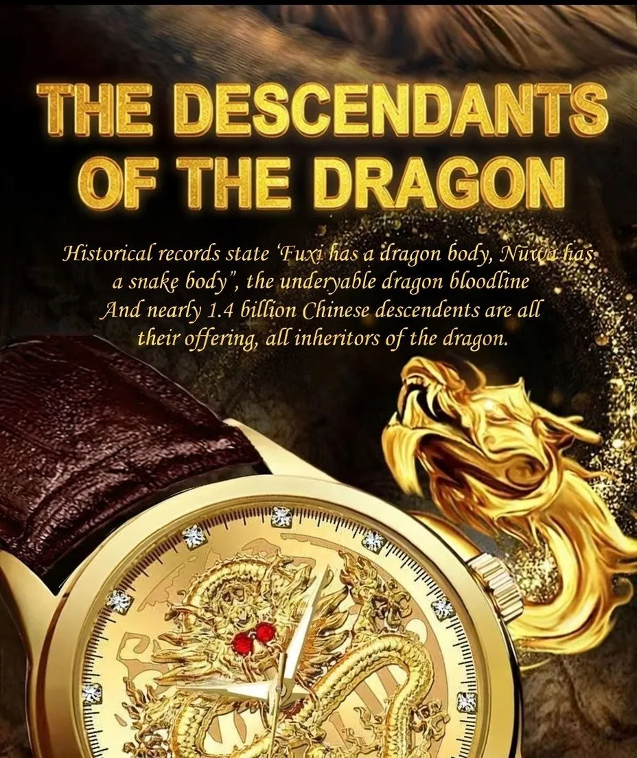 Dragon Year Fashion Men’s Quartz Watch Luxury Multi-Function Stainless Steel Business Trend Wristwatch showcase 6