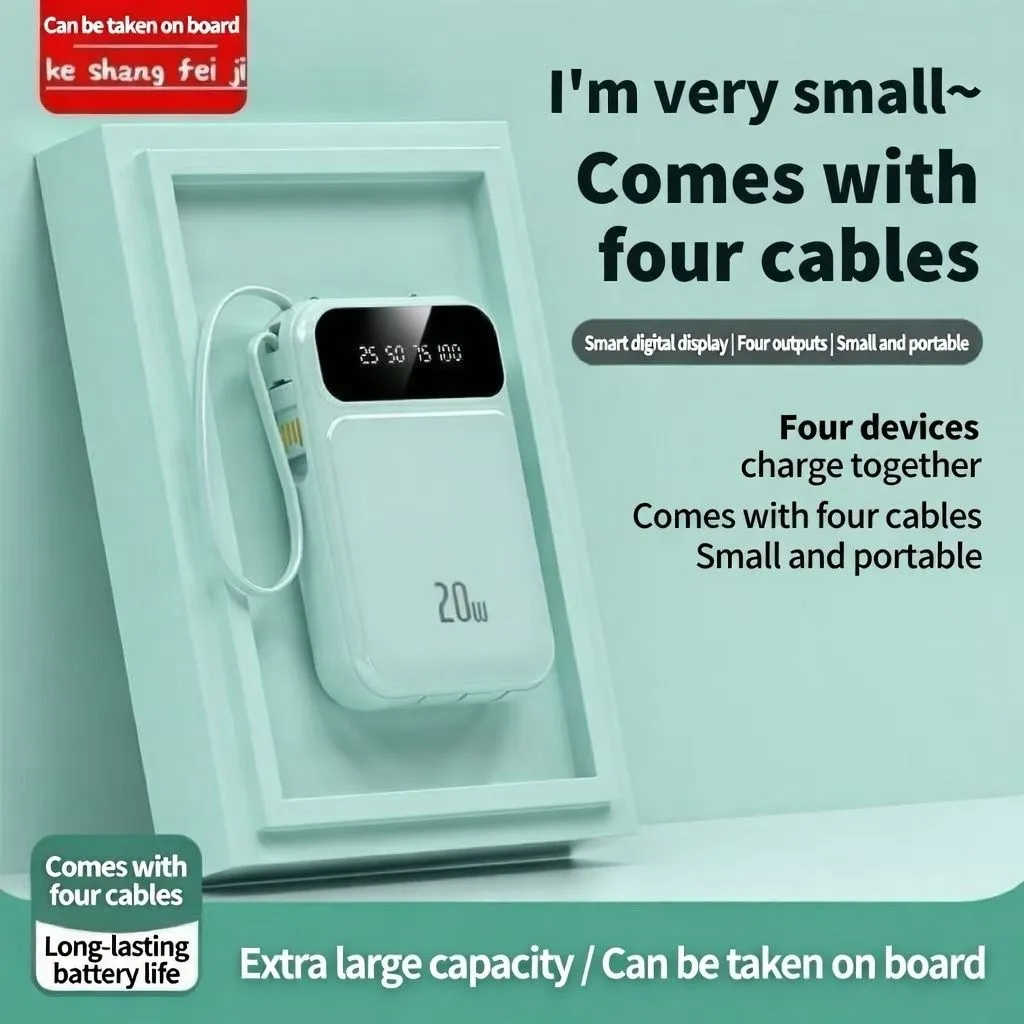 20000mAh Fast Charging Power Bank Built-in Cable Portable Charger Universal Mobile Power Bank for Smartphones thumbnail 3