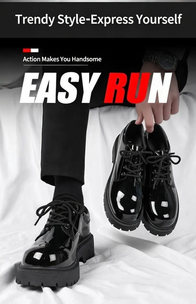 Men’s British Derby Leather Shoes Business Formal Dress Shoes Wide Toe Spring Fashion Casual Shoes showcase 5