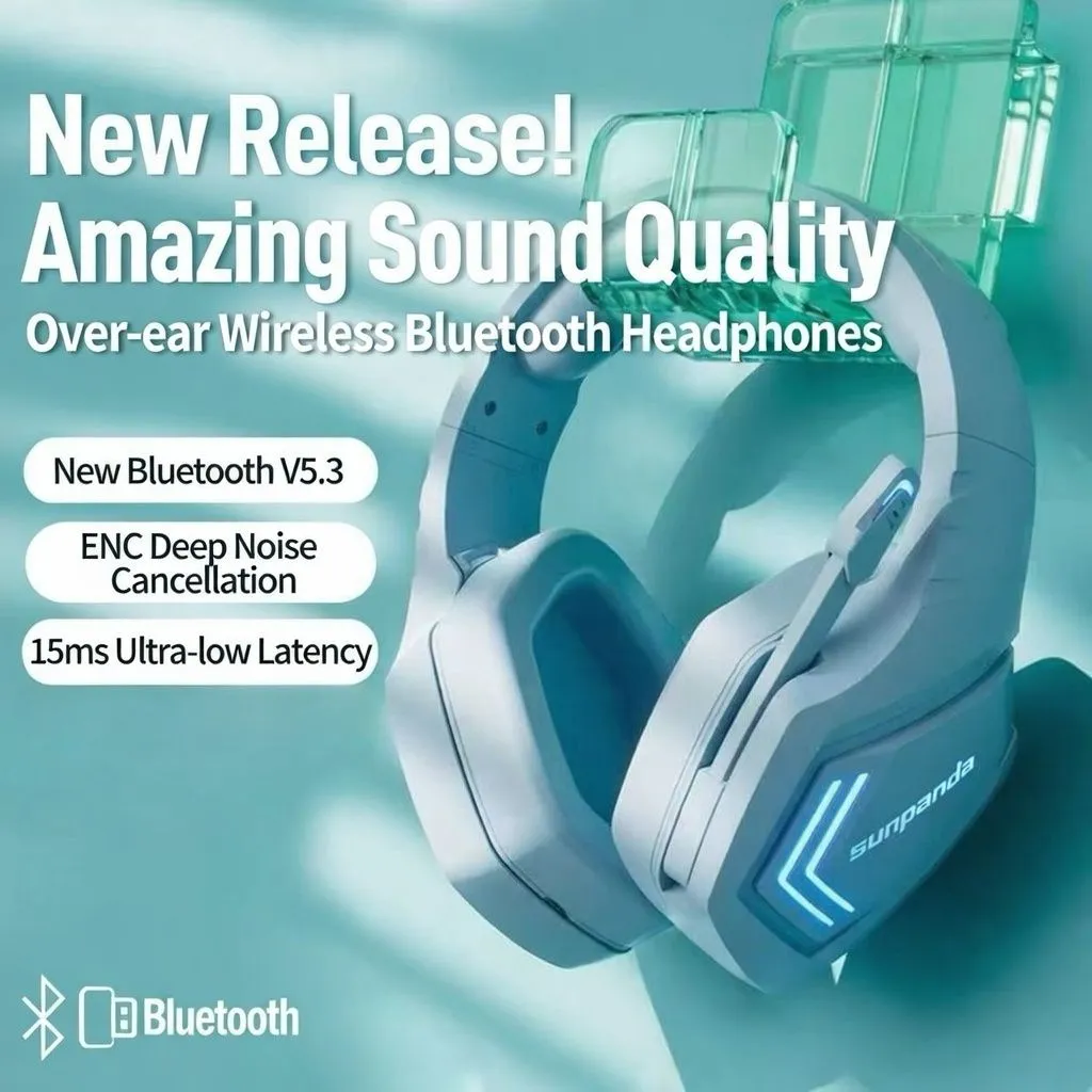 Wireless Bluetooth Over-Ear Gaming Headset with Microphone for Mobile, Tablet, Laptop, and Esports Sound Positioning thumbnail 3