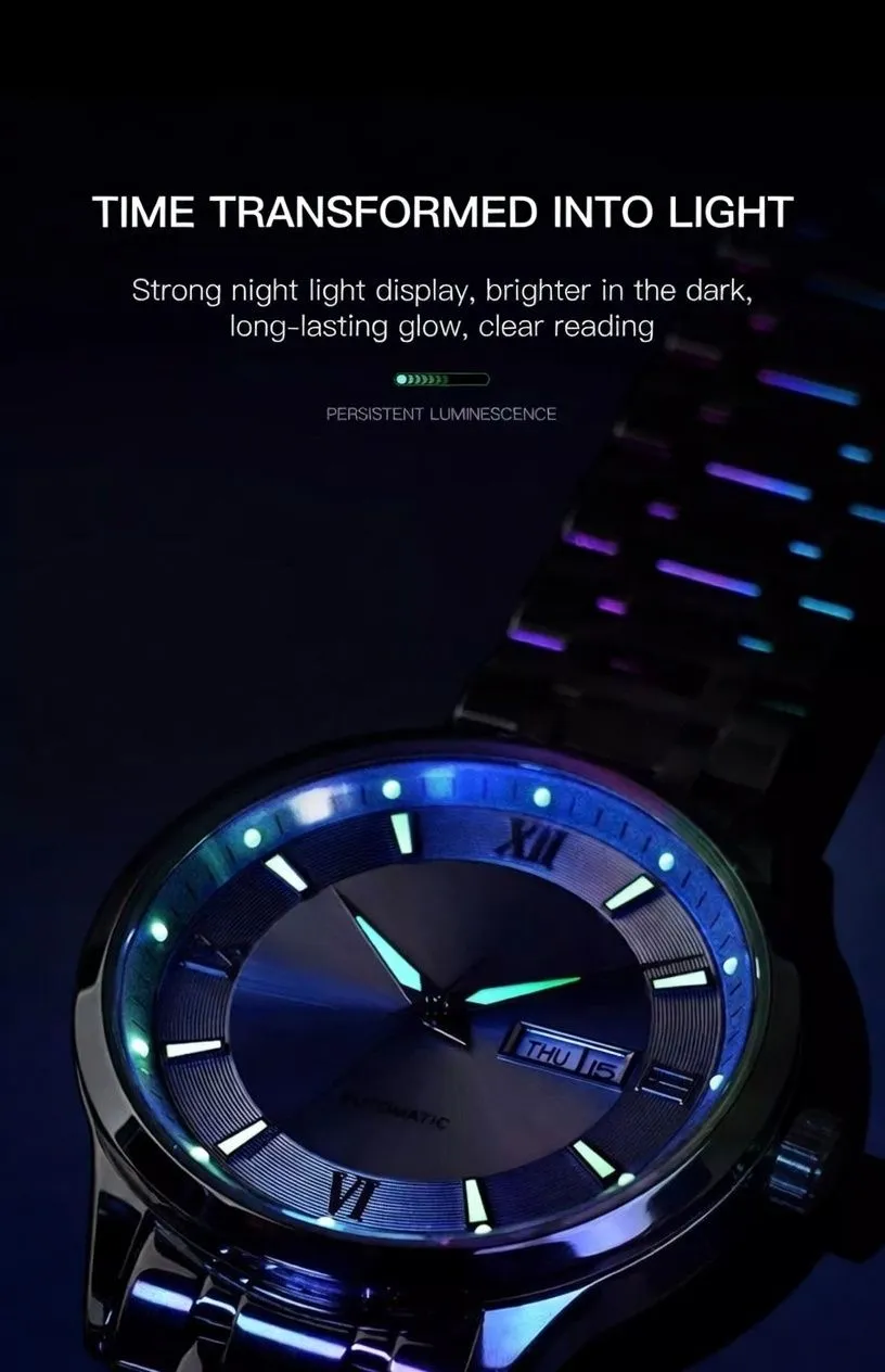 Swiss Imported Automatic Mechanical Men’s Watch Luxury Waterproof Stainless Steel Business High-End Wristwatch showcase 3