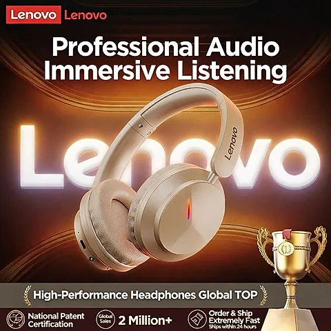 Lenovo EH140 Bluetooth Gaming Headset – Over-Ear Low-Latency Wireless Headphones with Long Battery Life for PC, Mobile, and Esports
