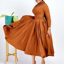 Women's Bell Sleeve Top and Pleated Wide Leg Pants Two Piece Set African Fashion Spring Outfit showcase 8