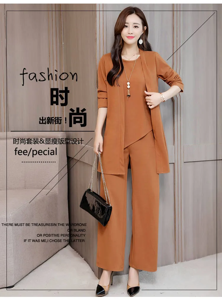 Women's Three Piece Suit Elegant Autumn Winter Fashion Slim Fit Plus Size Women's Outfit Set showcase 6