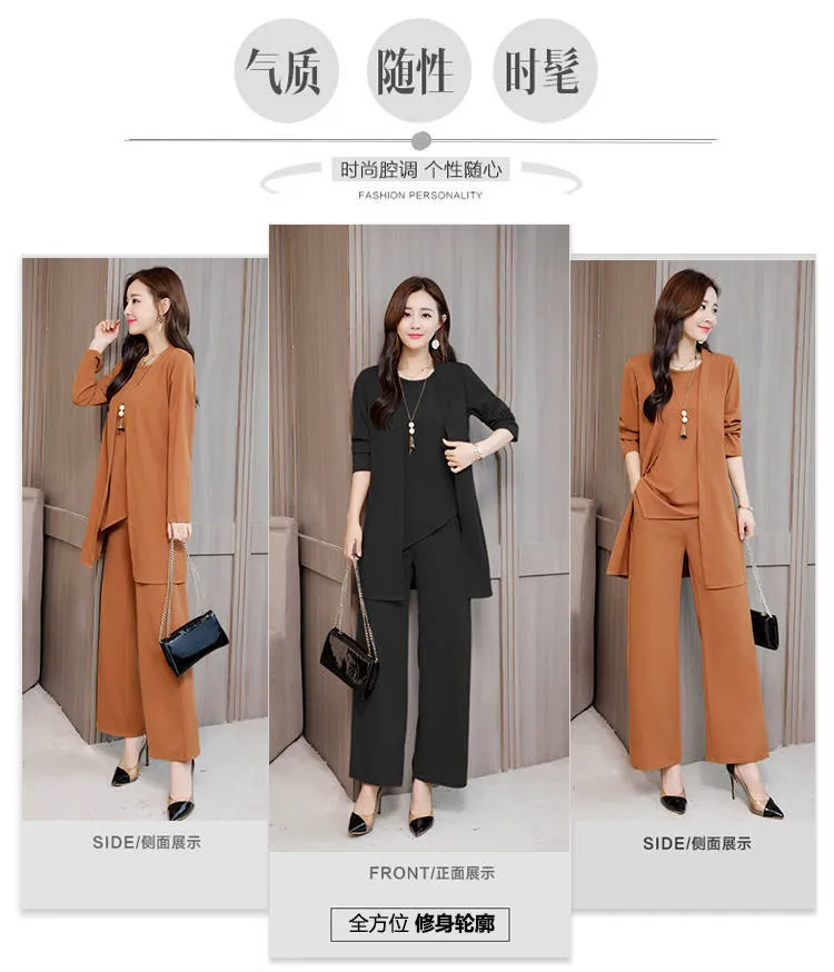 Women's Three Piece Suit Elegant Autumn Winter Fashion Slim Fit Plus Size Women's Outfit Set showcase 3