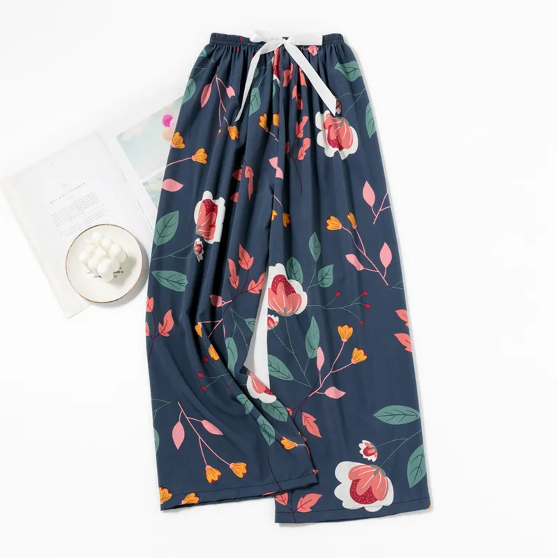 Spring and Summer New Foreign Trade Women's Thin Comfortable Loose Plus-Size Wide-Leg Cartoon Pajama Pants showcase 6