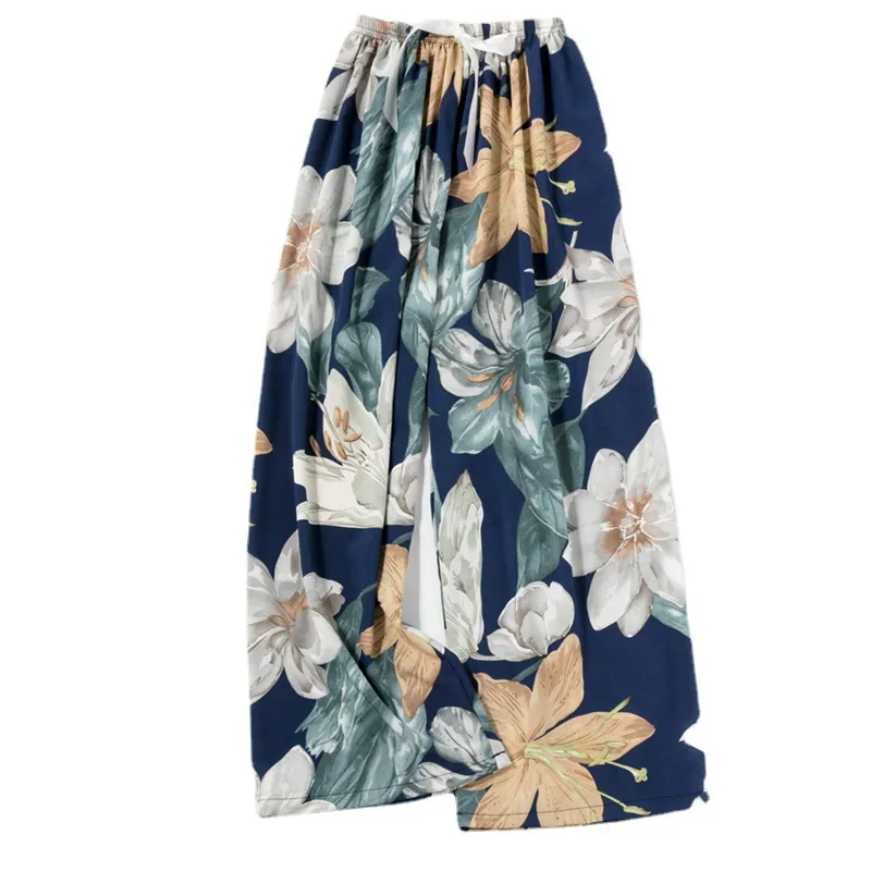 Spring and Summer New Foreign Trade Women's Thin Comfortable Loose Plus-Size Wide-Leg Cartoon Pajama Pants thumbnail 5