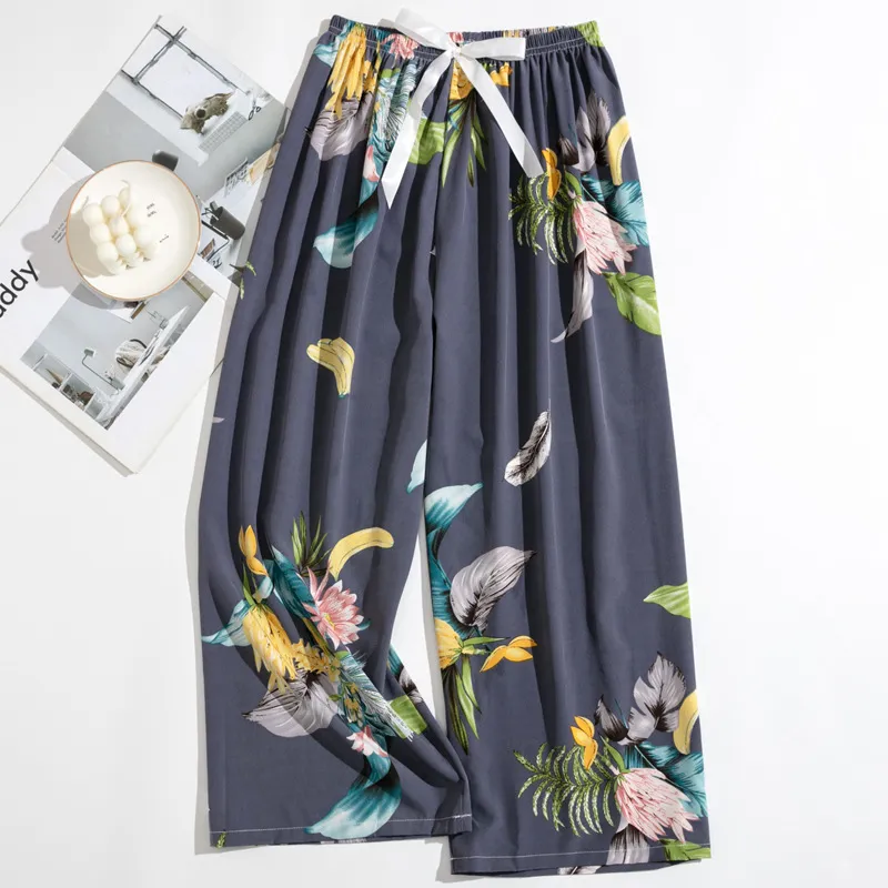 Spring and Summer New Foreign Trade Women's Thin Comfortable Loose Plus-Size Wide-Leg Cartoon Pajama Pants thumbnail 7