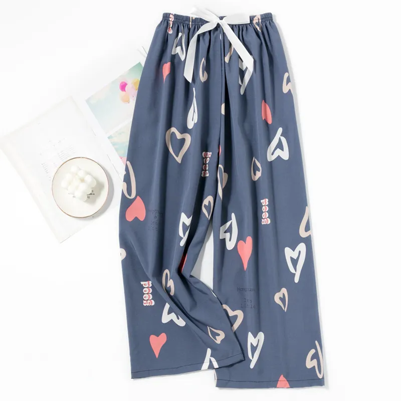 Spring and Summer New Foreign Trade Women's Thin Comfortable Loose Plus-Size Wide-Leg Cartoon Pajama Pants showcase 11