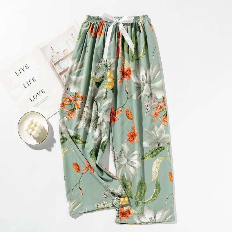 Spring and Summer New Foreign Trade Women's Thin Comfortable Loose Plus-Size Wide-Leg Cartoon Pajama Pants thumbnail 8