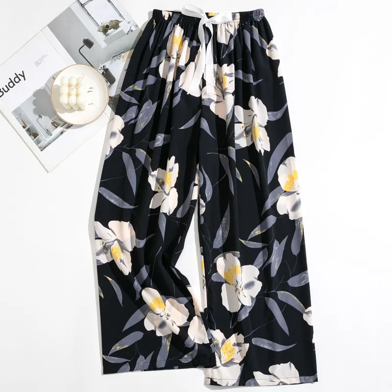 Spring and Summer New Foreign Trade Women's Thin Comfortable Loose Plus-Size Wide-Leg Cartoon Pajama Pants thumbnail 9
