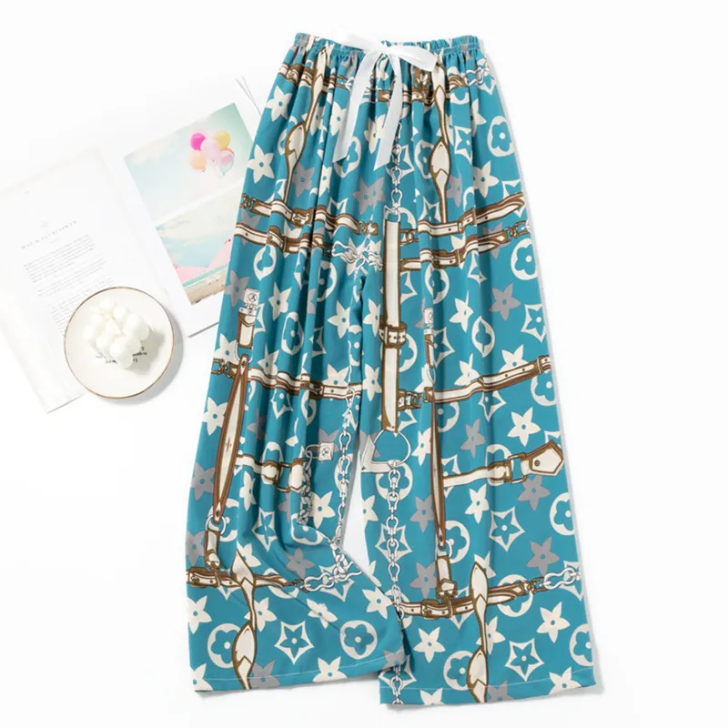 Spring and Summer New Foreign Trade Women's Thin Comfortable Loose Plus-Size Wide-Leg Cartoon Pajama Pants showcase 4