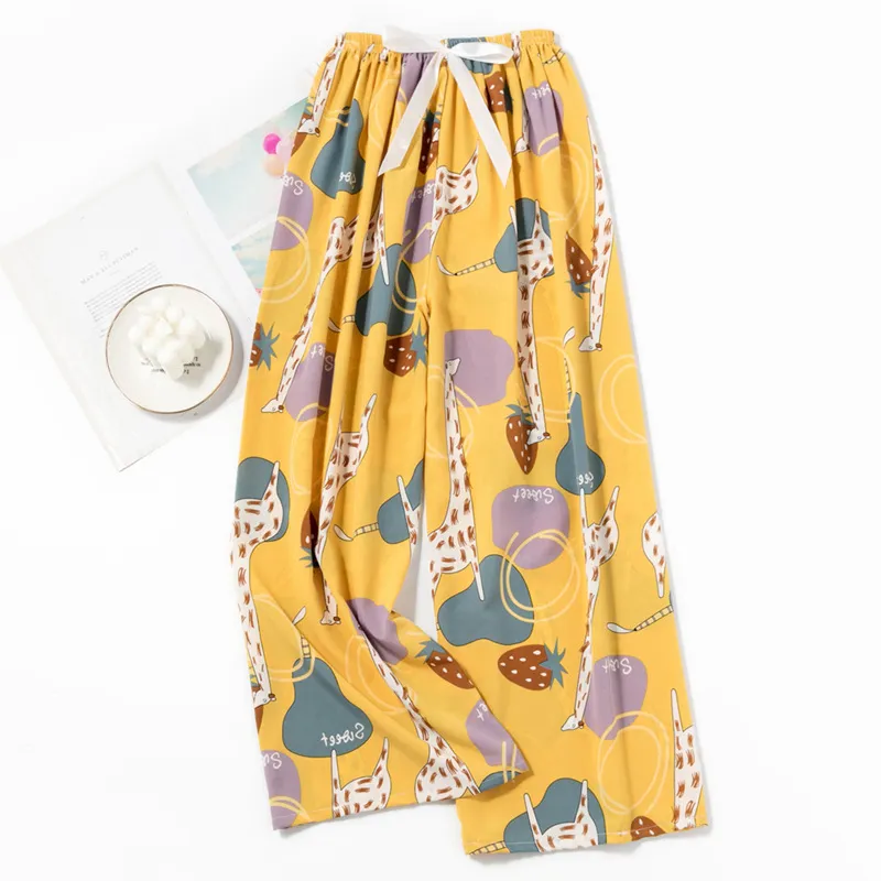 Spring and Summer New Foreign Trade Women's Thin Comfortable Loose Plus-Size Wide-Leg Cartoon Pajama Pants showcase 7