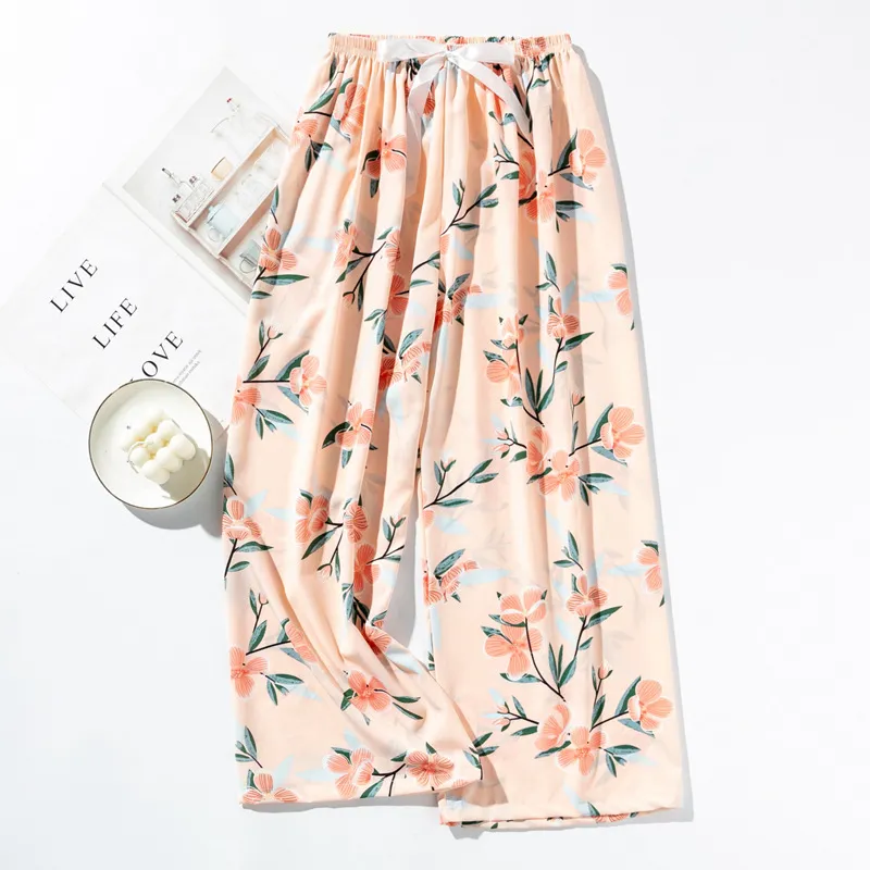 Spring and Summer New Foreign Trade Women's Thin Comfortable Loose Plus-Size Wide-Leg Cartoon Pajama Pants showcase 12