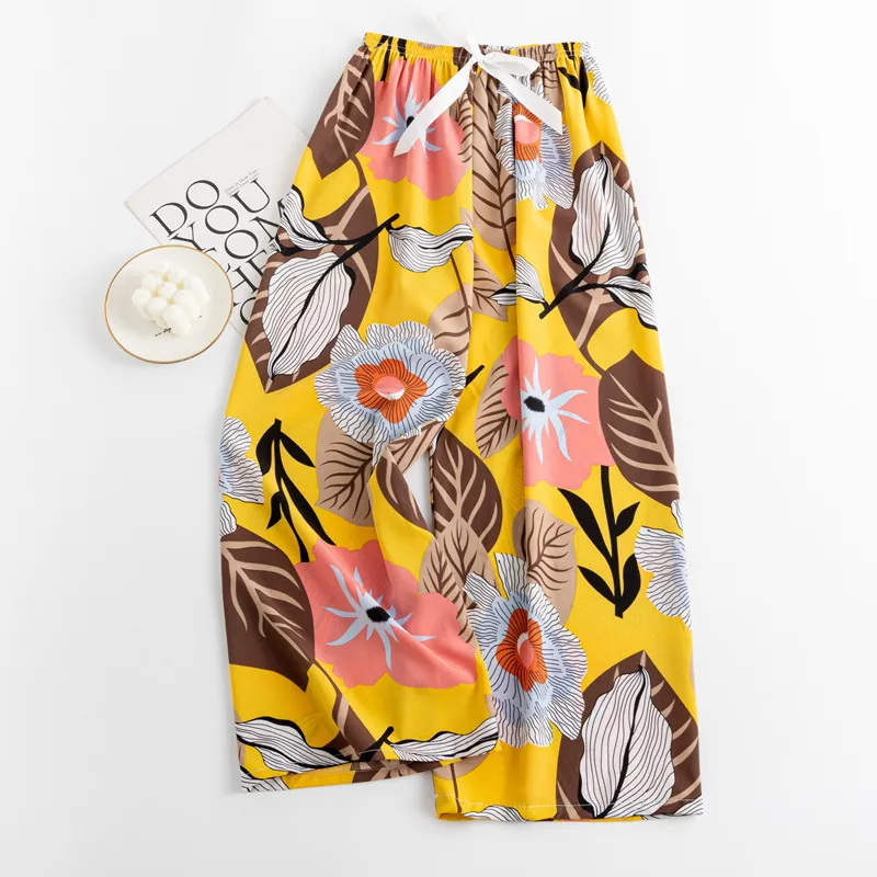 Spring and Summer New Foreign Trade Women's Thin Comfortable Loose Plus-Size Wide-Leg Cartoon Pajama Pants thumbnail 10