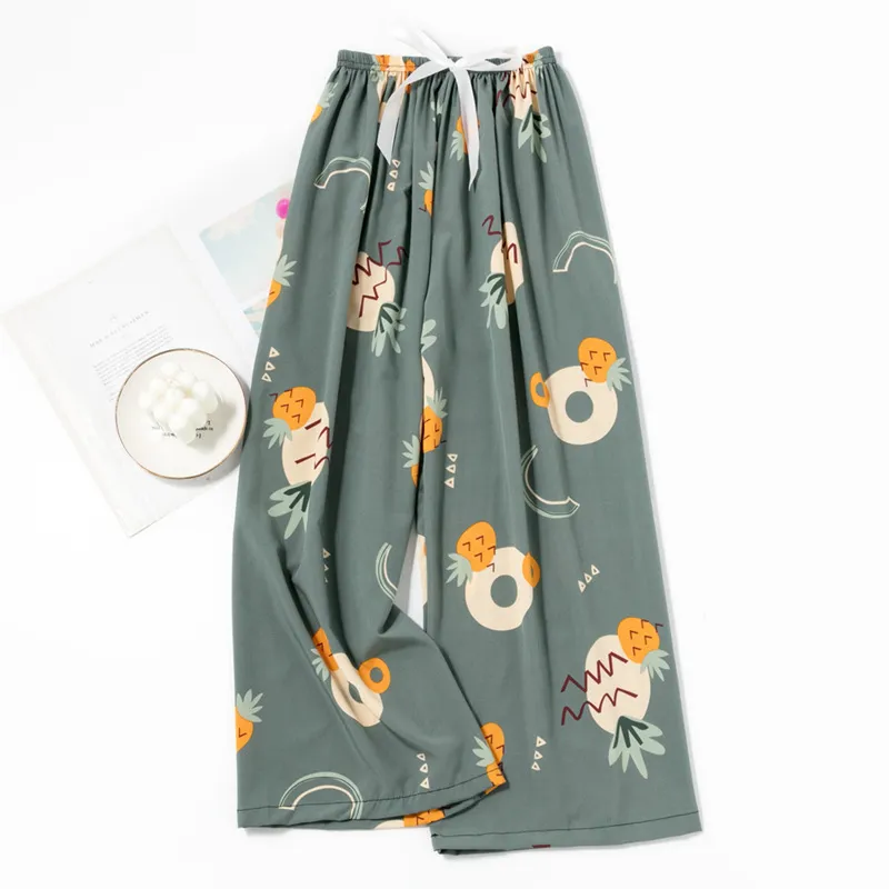 Spring and Summer New Foreign Trade Women's Thin Comfortable Loose Plus-Size Wide-Leg Cartoon Pajama Pants showcase 9