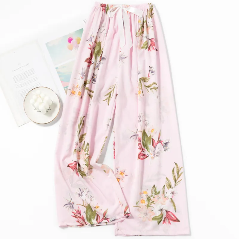 Spring and Summer New Foreign Trade Women's Thin Comfortable Loose Plus-Size Wide-Leg Cartoon Pajama Pants showcase 5