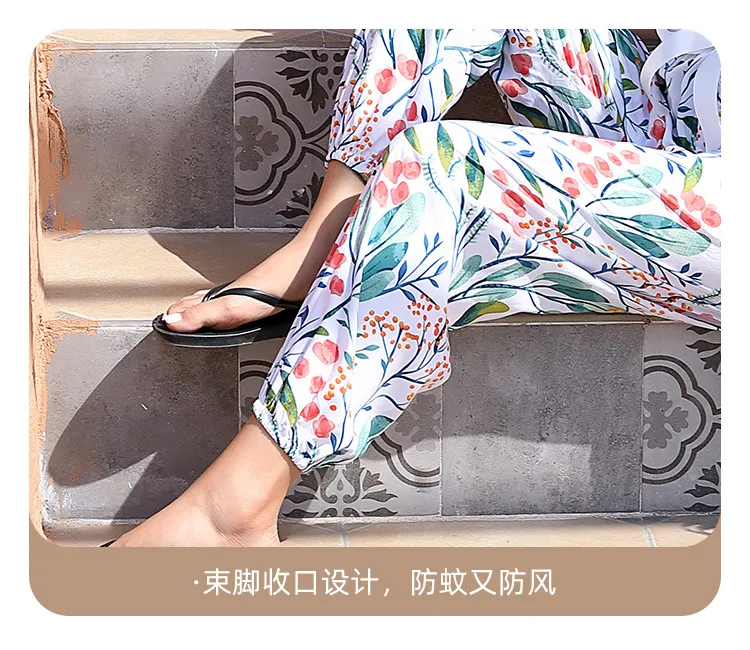 New Cotton Silk Pajama Pants Women's Dopamine Cute Summer Anti-mosquito Pants Outer Wearing Cotton Silk Casual Pants Walking Pants showcase 4
