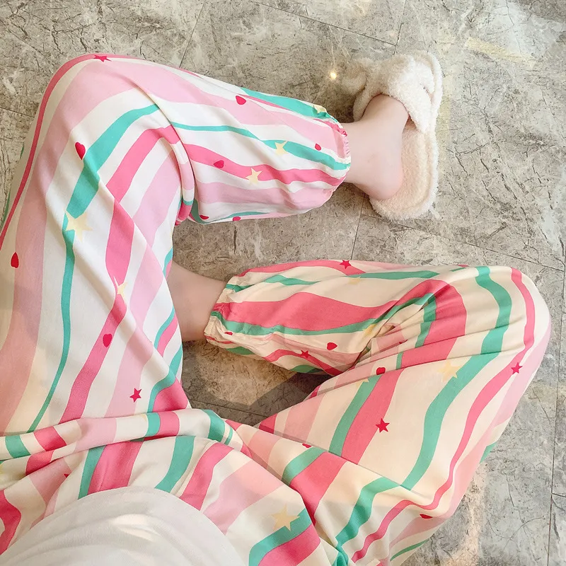 New Cotton Silk Pajama Pants Women's Dopamine Cute Summer Anti-mosquito Pants Outer Wearing Cotton Silk Casual Pants Walking Pants thumbnail 2