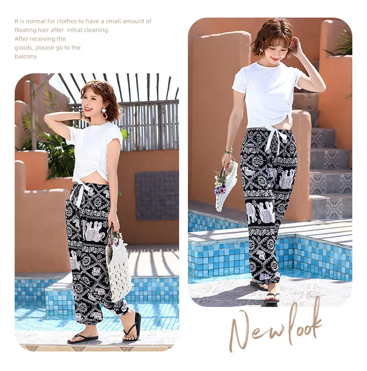 New Cotton Silk Pajama Pants Women's Dopamine Cute Summer Anti-mosquito Pants Outer Wearing Cotton Silk Casual Pants Walking Pants showcase 11