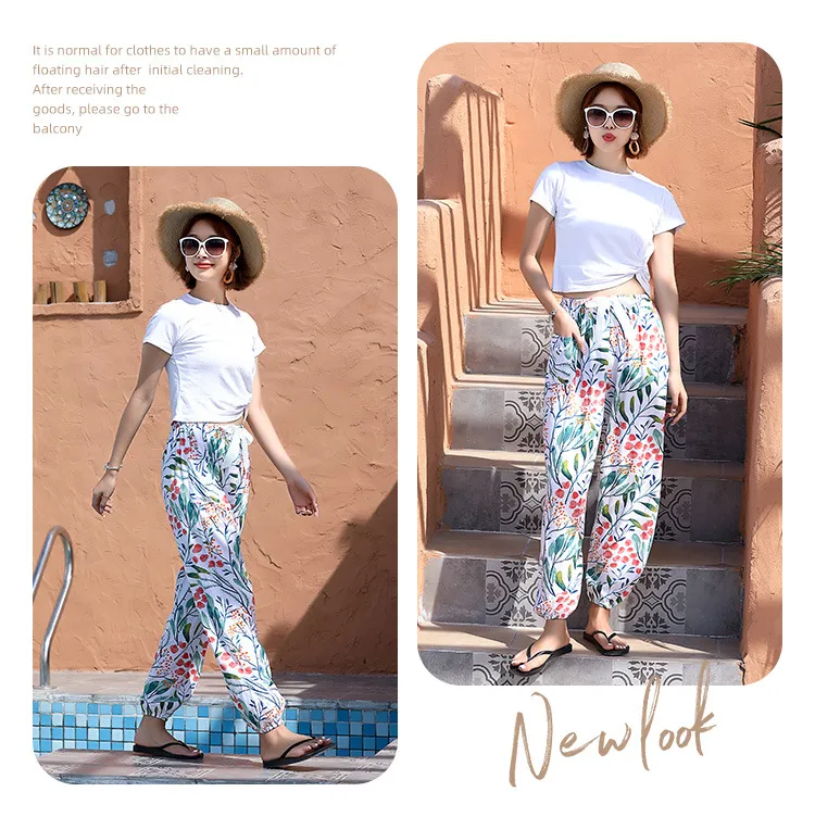 New Cotton Silk Pajama Pants Women's Dopamine Cute Summer Anti-mosquito Pants Outer Wearing Cotton Silk Casual Pants Walking Pants showcase 7