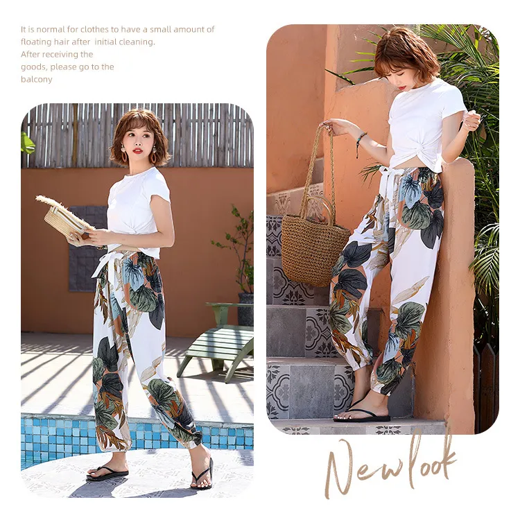 New Cotton Silk Pajama Pants Women's Dopamine Cute Summer Anti-mosquito Pants Outer Wearing Cotton Silk Casual Pants Walking Pants showcase 13