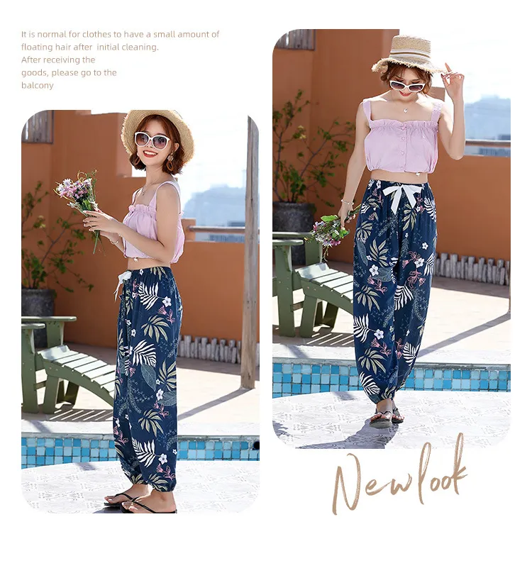 New Cotton Silk Pajama Pants Women's Dopamine Cute Summer Anti-mosquito Pants Outer Wearing Cotton Silk Casual Pants Walking Pants showcase 19