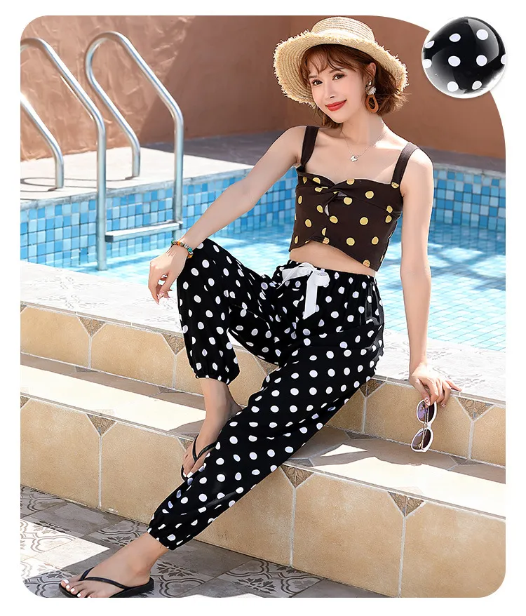 New Cotton Silk Pajama Pants Women's Dopamine Cute Summer Anti-mosquito Pants Outer Wearing Cotton Silk Casual Pants Walking Pants showcase 14