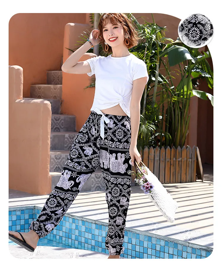 New Cotton Silk Pajama Pants Women's Dopamine Cute Summer Anti-mosquito Pants Outer Wearing Cotton Silk Casual Pants Walking Pants showcase 10