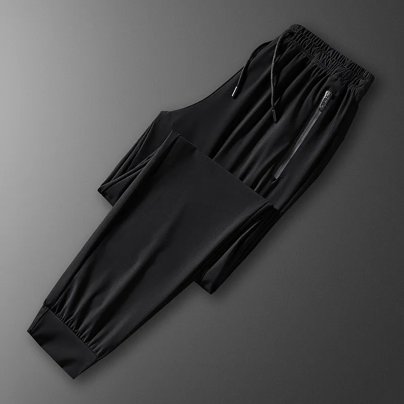 Men's sports pants solid color ice silk pants summer thin loose quick-drying pants extra large casual pants high elasticity thumbnail 1
