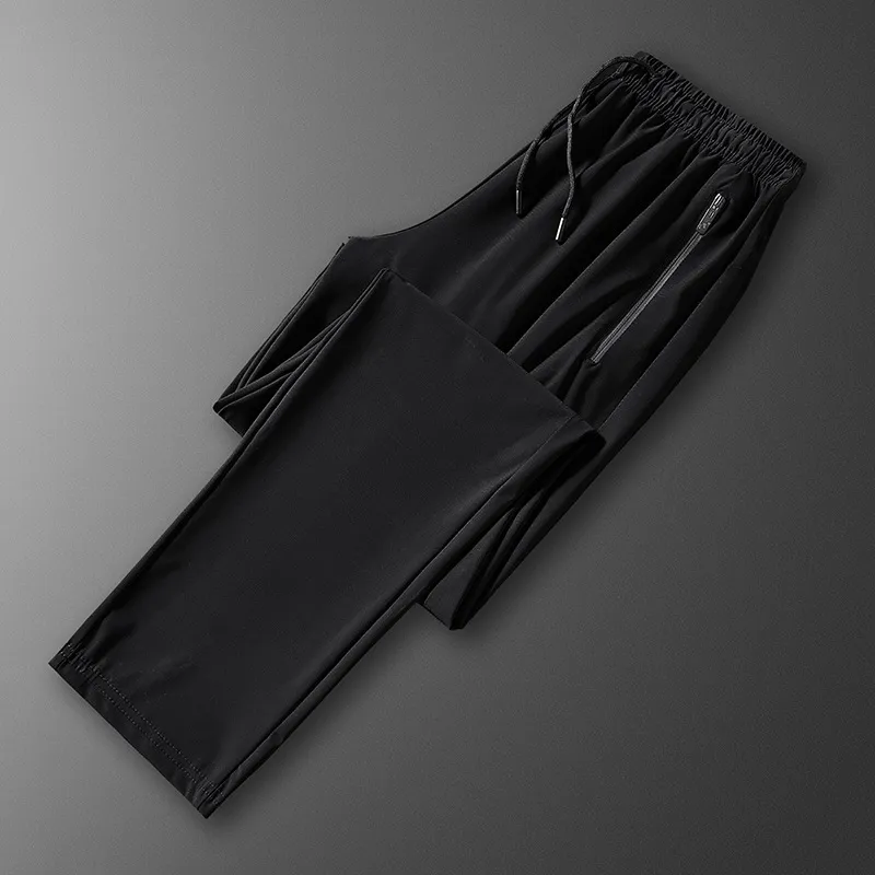 Men's sports pants solid color ice silk pants summer thin loose quick-drying pants extra large casual pants high elasticity thumbnail 2