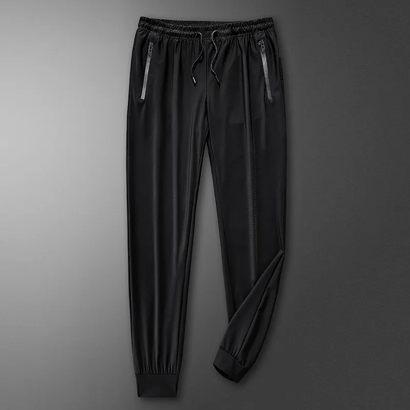 Men's sports pants solid color ice silk pants summer thin loose quick-drying pants extra large casual pants high elasticity thumbnail 3