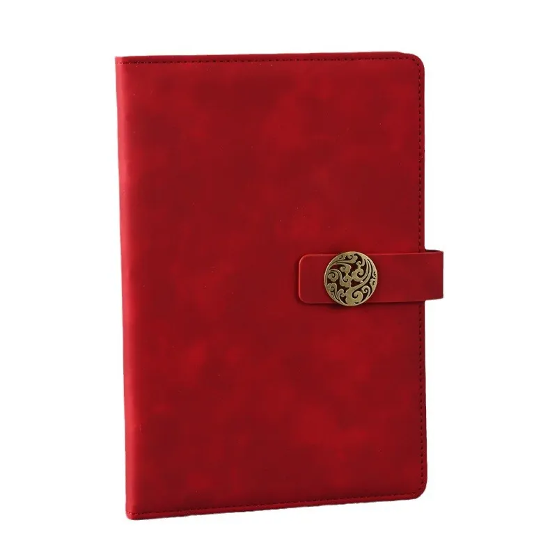 Custom logo business notebook office magnetic buckle notebook A5 stationery simple leather notebook with buckle notepad thumbnail 5