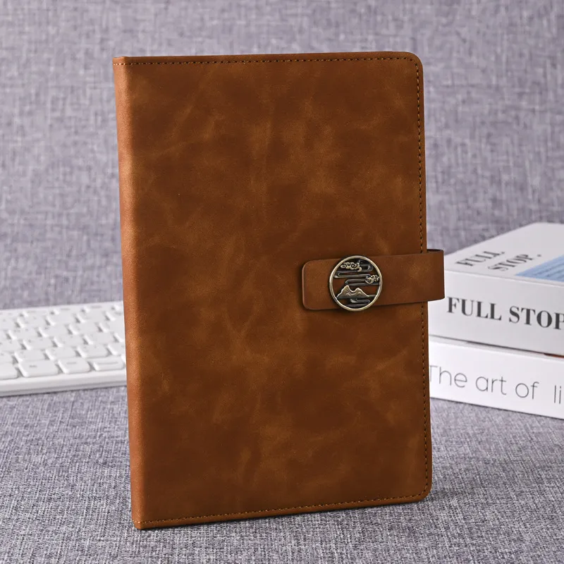 Custom logo business notebook office magnetic buckle notebook A5 stationery simple leather notebook with buckle notepad thumbnail 9