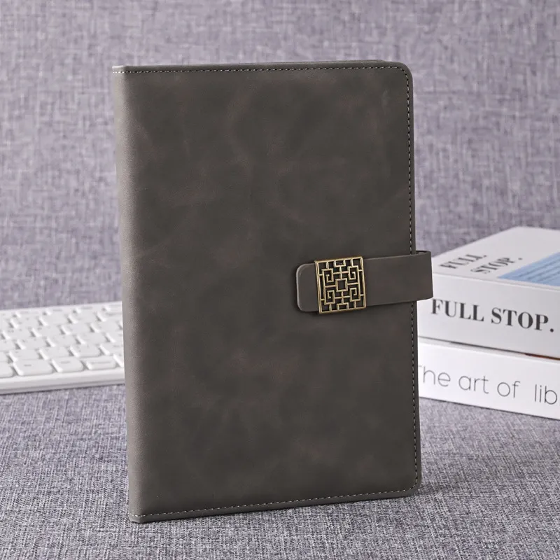 Custom logo business notebook office magnetic buckle notebook A5 stationery simple leather notebook with buckle notepad thumbnail 8