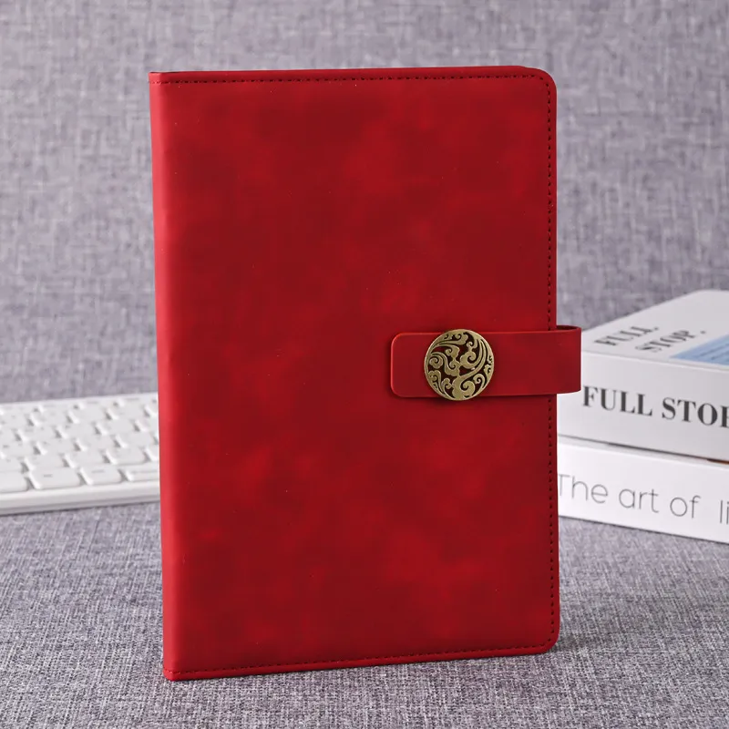 Custom logo business notebook office magnetic buckle notebook A5 stationery simple leather notebook with buckle notepad showcase 10