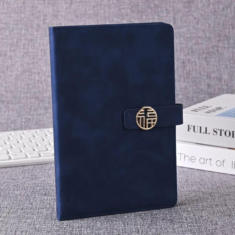 Custom logo business notebook office magnetic buckle notebook A5 stationery simple leather notebook with buckle notepad thumbnail 2