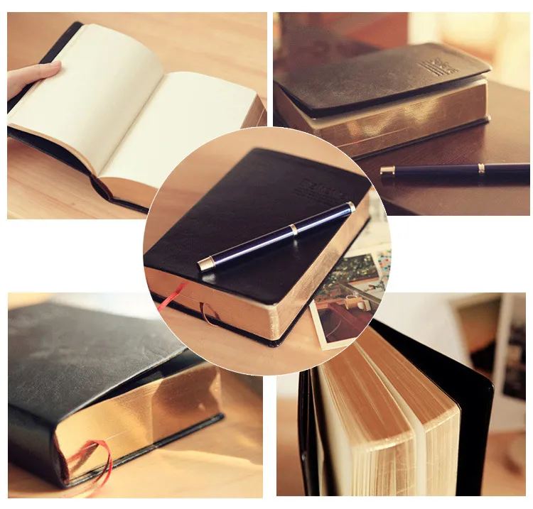 A5 Retro European Style Notebook with Thickened Pages and Leather Edge, Ideal for Diary, Journaling, Sketching, and Everyday Note-Taking for Students and Professionals showcase 4