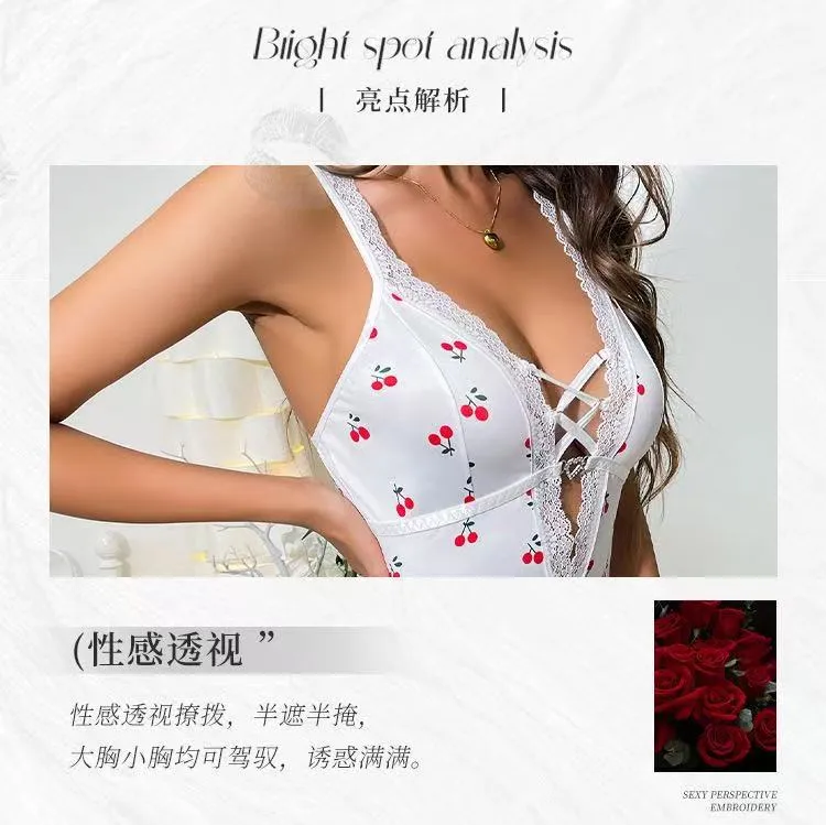 Women's Sexy Pajama Set - Summer Nightgown, Spaghetti Strap Sleepwear, Mid-Length Skirt, Temptation Lingerie, Comfortable Home Wear for Ladies showcase 4