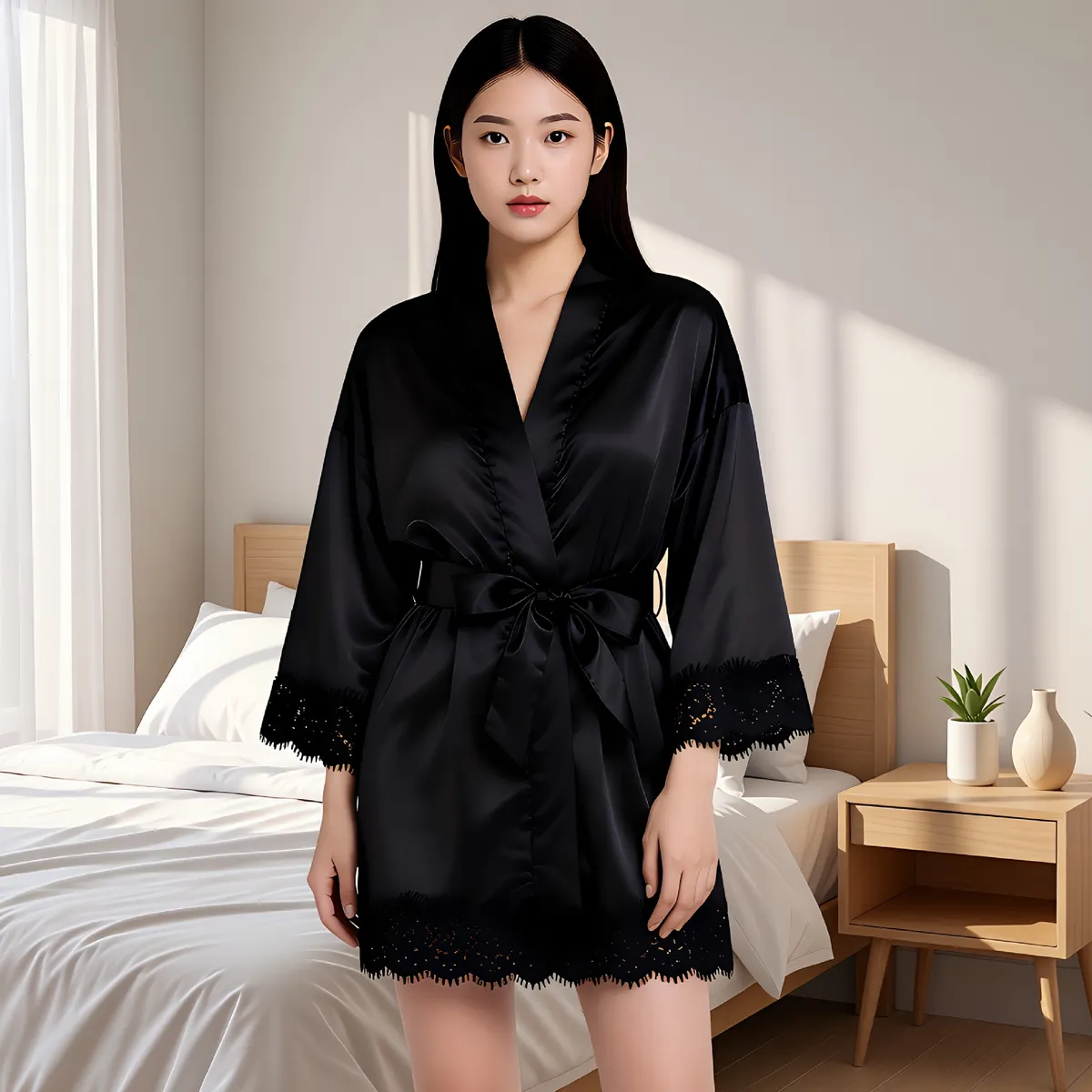 Women's Sexy Lingerie Robe Set - Erotic Sleepwear, Roleplay Costume, Open Front Nightgown - Seductive Loungewear for Bedroom showcase 2
