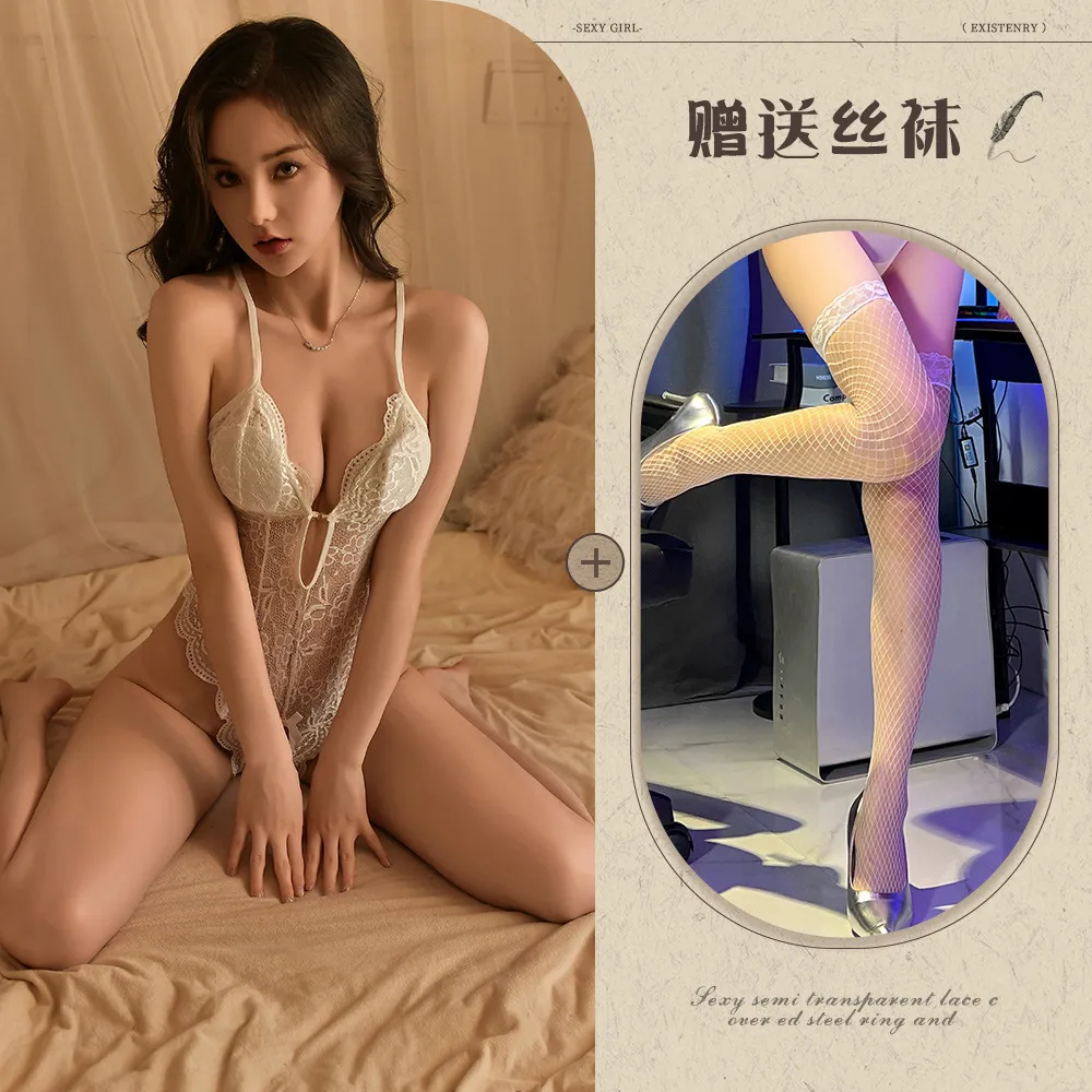 White - With Pad + Fishnet Stockings