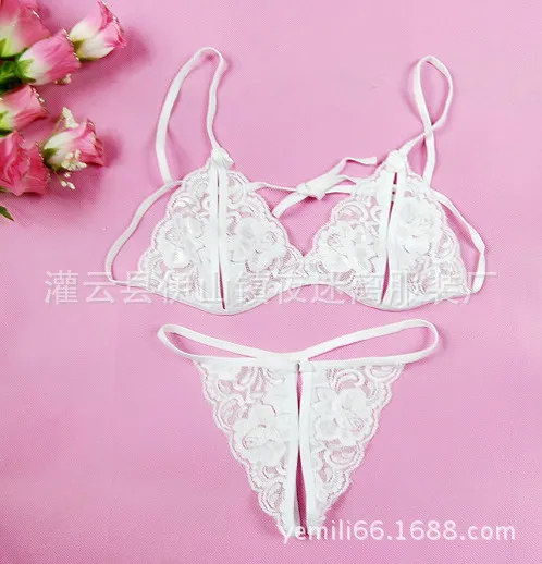 Women's Sexy Lace Lingerie Set - Transparent Open Crotch Thong, Temptation Underwear, Three-Point Design - Wholesale Available showcase 4