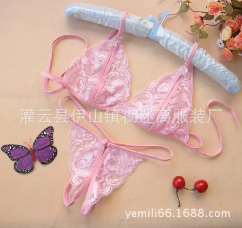 Women's Sexy Lace Lingerie Set - Transparent Open Crotch Thong, Temptation Underwear, Three-Point Design - Wholesale Available thumbnail 3