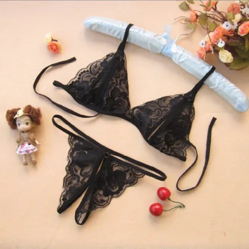 Women's Sexy Lace Lingerie Set - Transparent Open Crotch Thong, Temptation Underwear, Three-Point Design - Wholesale Available thumbnail 1