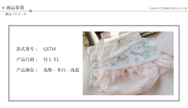Women's Sexy Embroidered Floral Panties - Mid-Waist Silk Briefs Plus Size Lingerie - Cute Japanese Style Underwear for Ladies showcase 4