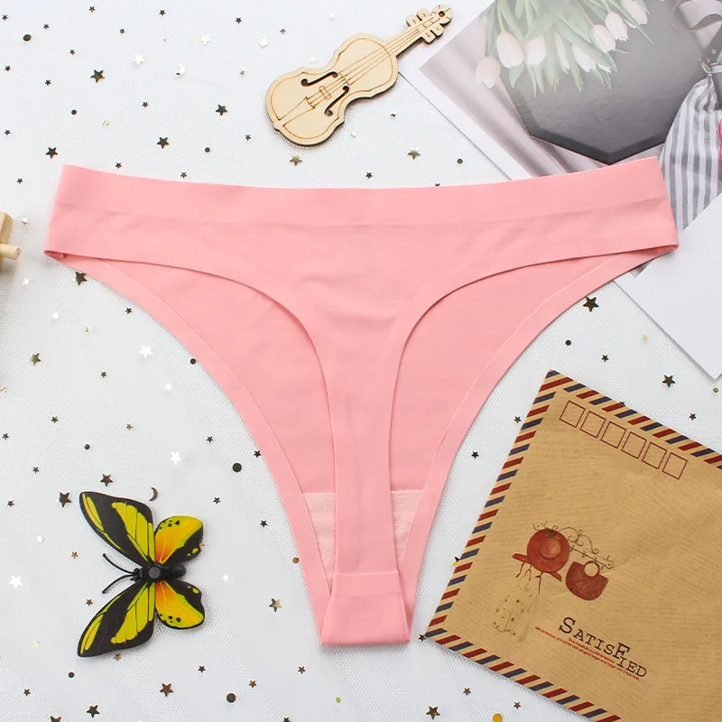 Women's Seamless Thong Underwear - Sexy Low Waist T-Pants with Cotton Crotch - Comfortable, Breathable, Wholesale Available thumbnail 6