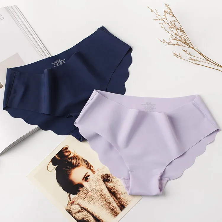 Women's Ice Silk Seamless Underwear - Plus Size Low Waist Cotton Crotch Panties - Breathable, Lightweight, Sexy Briefs for Everyday Comfort thumbnail 1