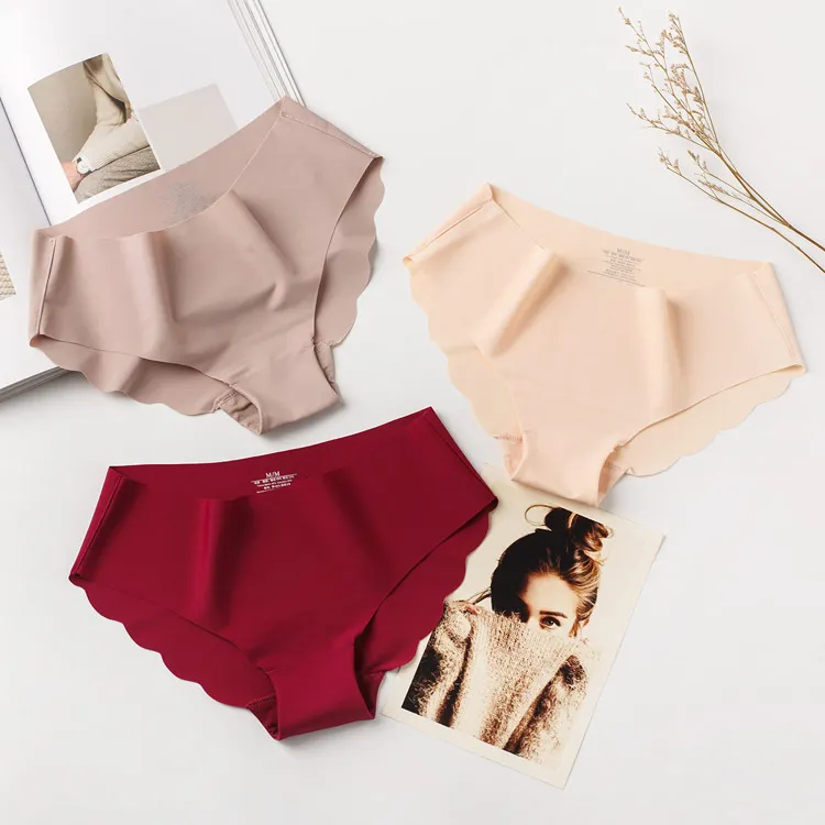 Women's Ice Silk Seamless Underwear - Plus Size Low Waist Cotton Crotch Panties - Breathable, Lightweight, Sexy Briefs for Everyday Comfort thumbnail 2